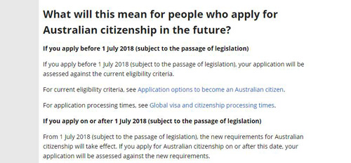 澳洲移民局官网正式公布入籍调整